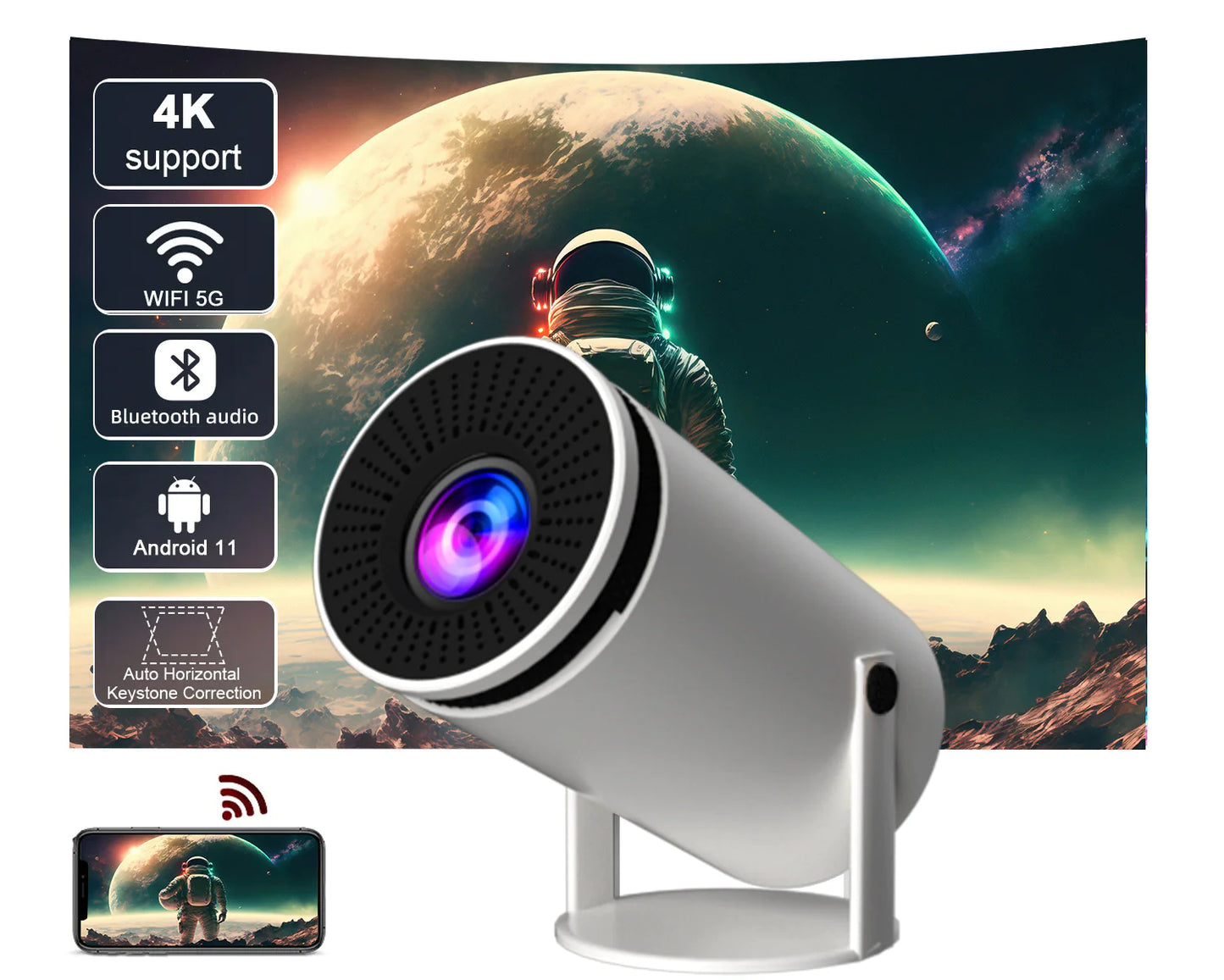 UltraVision 4K HD Home Theater Projector – 8000 Lumens, HDR, Smart Connectivity & Big Screen Experience